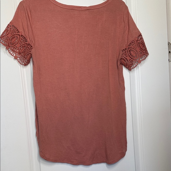 LOFT Short Sleeve Lace Detail Top - Terracotta - Picture 5 of 5